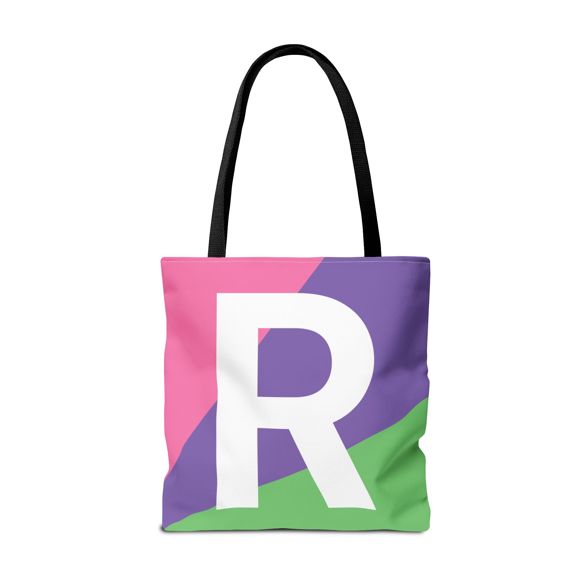 Monogram 'R' Colorblock Tote Bag — Personalized Initial R Shoulder Tote