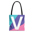 Monogram 'V' Colorblock Tote Bag — Personalized Initial V Shoulder Tote