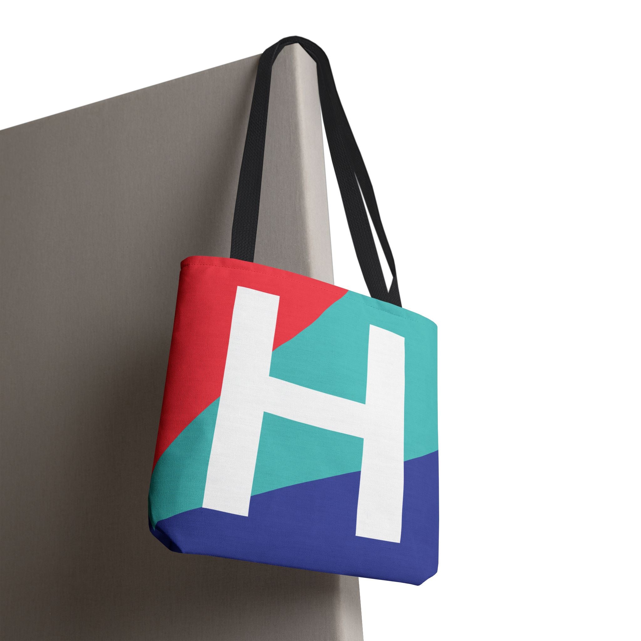 Monogram 'H' Colorblock Tote Bag — Personalized Initial H Shoulder Tote