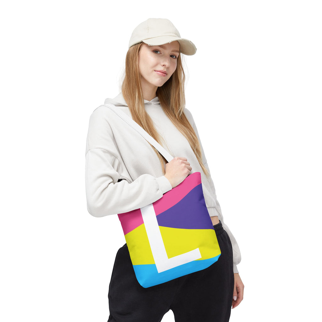 Monogram 'L' Colorblock Tote Bag — Personalized Initial L Shoulder Tote