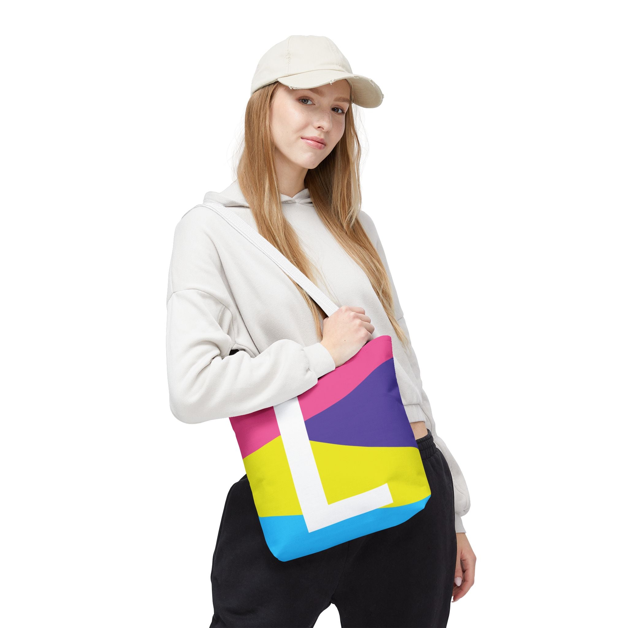 Monogram 'L' Colorblock Tote Bag — Personalized Initial L Shoulder Tote