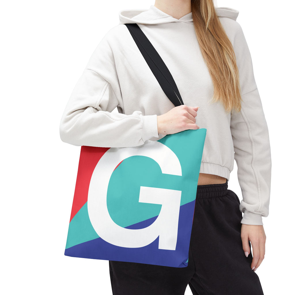 Monogram 'G' Colorblock Tote Bag — Personalized Initial G Shoulder Tote