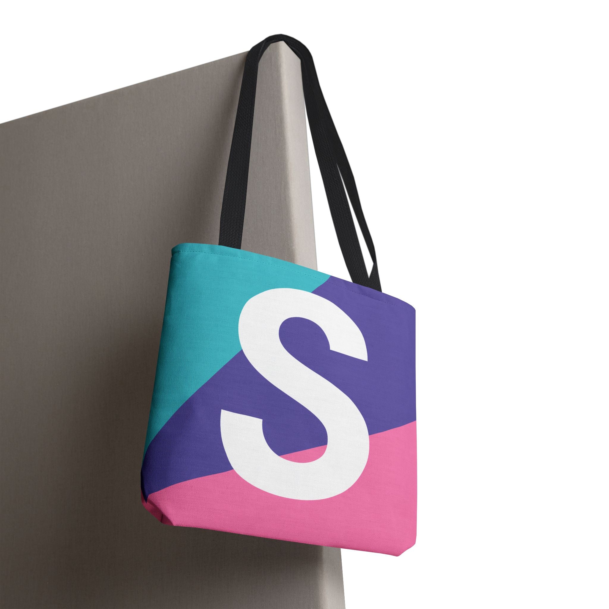 Monogram 'S' Colorblock Tote Bag — Personalized Initial S Shoulder Tote