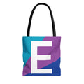 Monogram 'E' Colorblock Tote Bag — Personalized Initial E Shoulder Tote