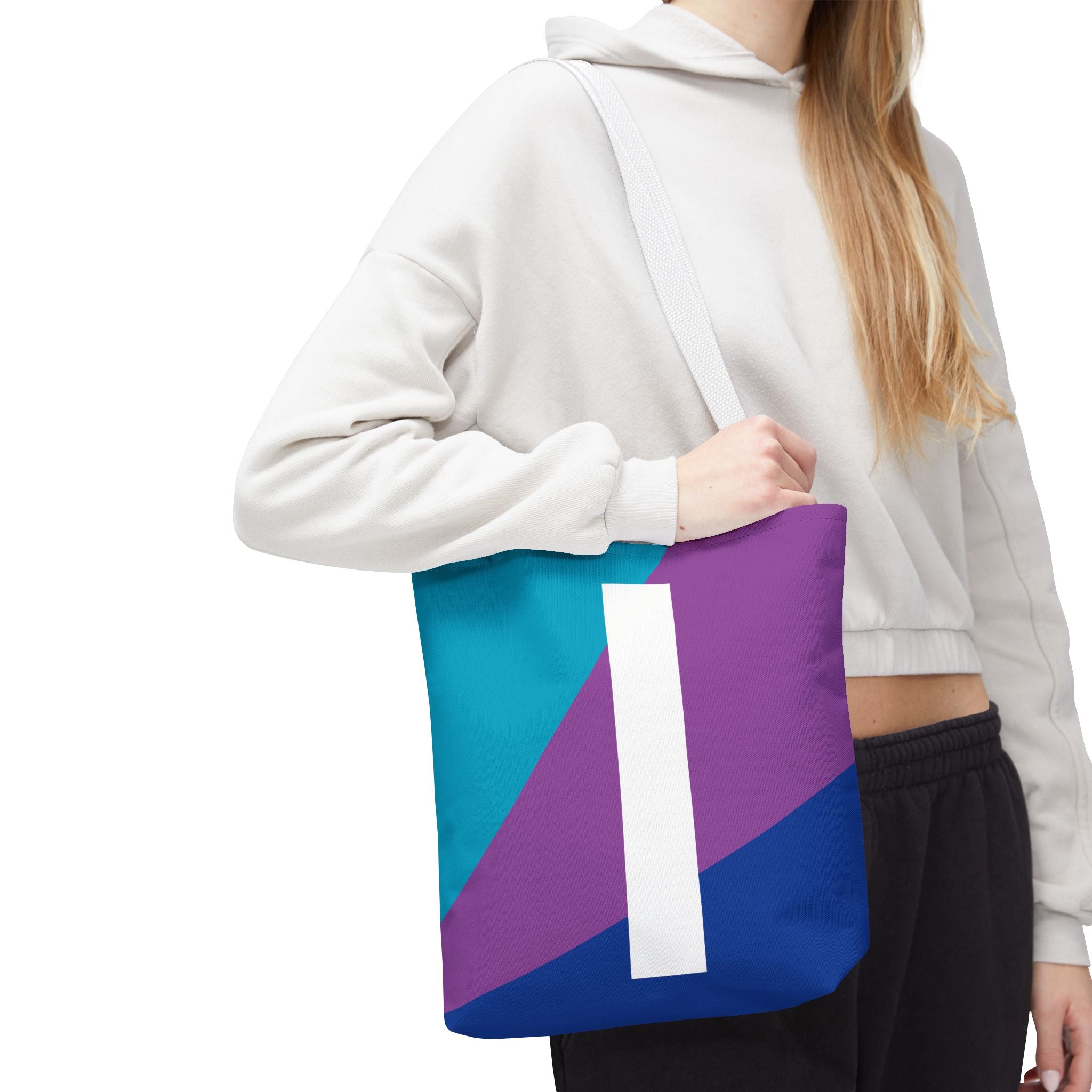 Monogram 'I' Colorblock Tote Bag — Personalized Initial I Shoulder Tote