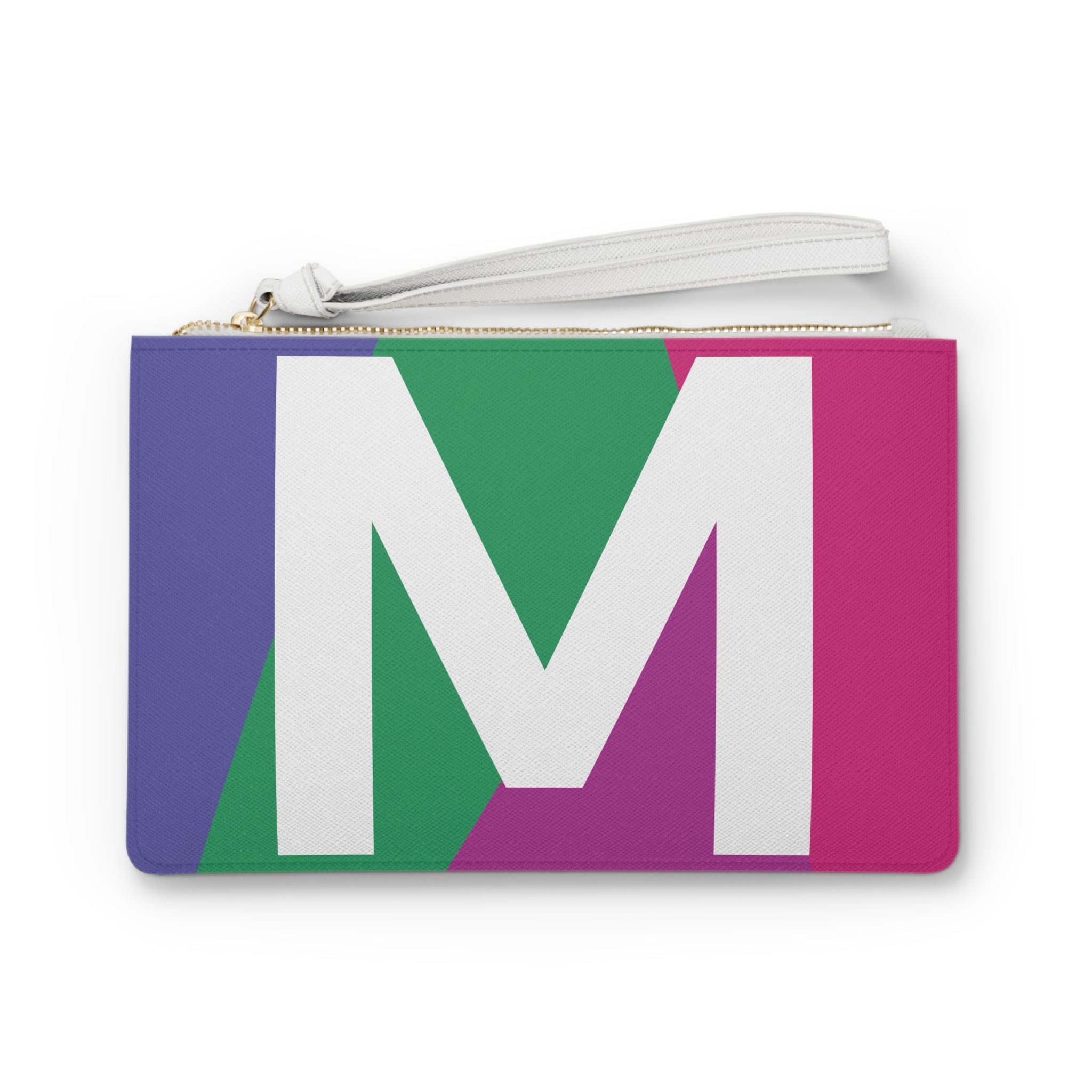 Monogram 'M' Colorblock Clutch Bag — Bold Geometric Wristlet for Everyday & Gifts
