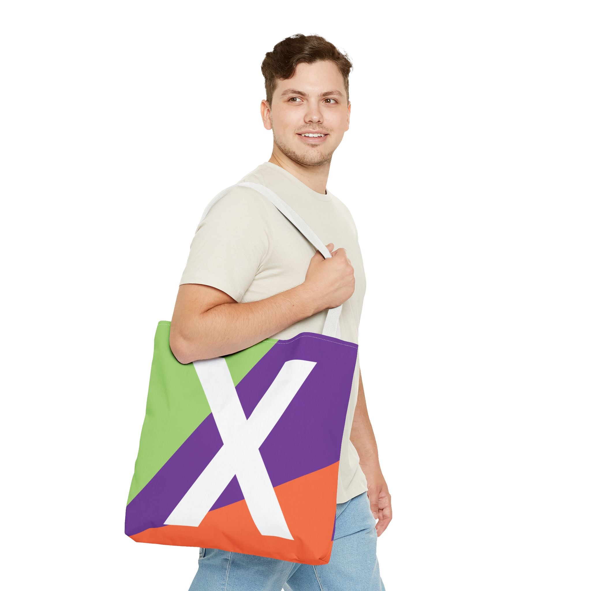 Monogram 'X' Colorblock Tote Bag — Personalized Initial X Shoulder Tote