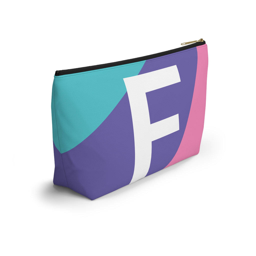 Initials Colorblock Accessory Pouch — Monogram F T-Bottom Cosmetic Bag