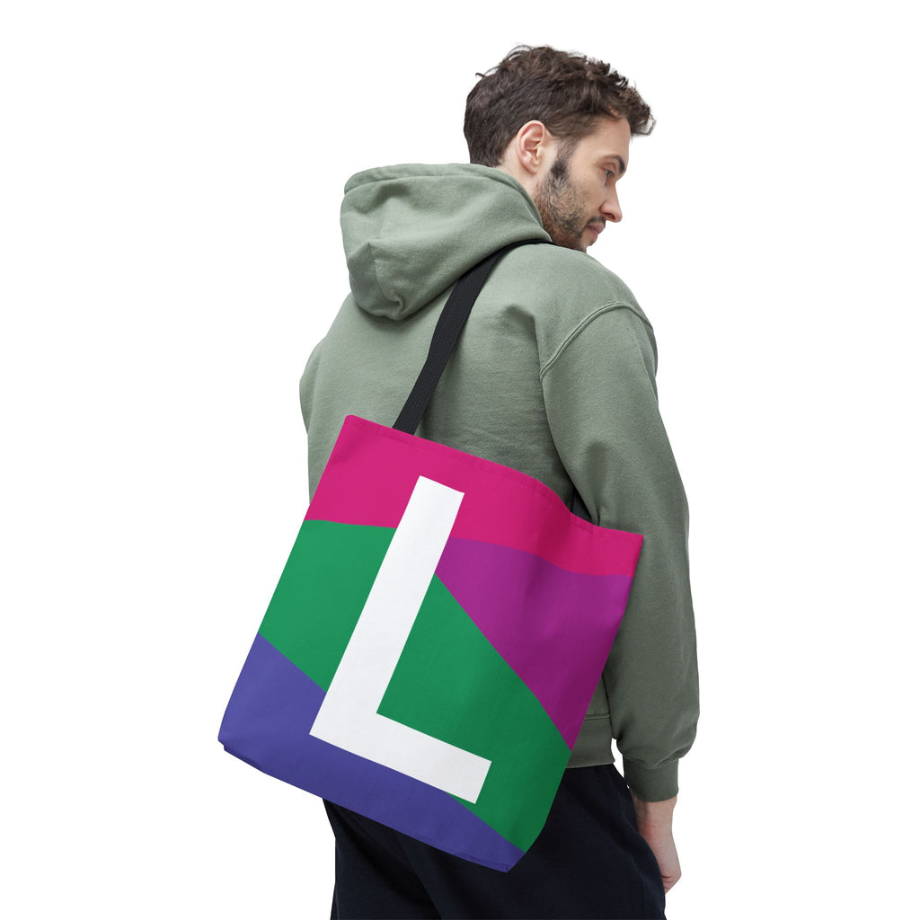 Monogram 'L' Colorblock Tote Bag — Personalized Initial L Shoulder Tote