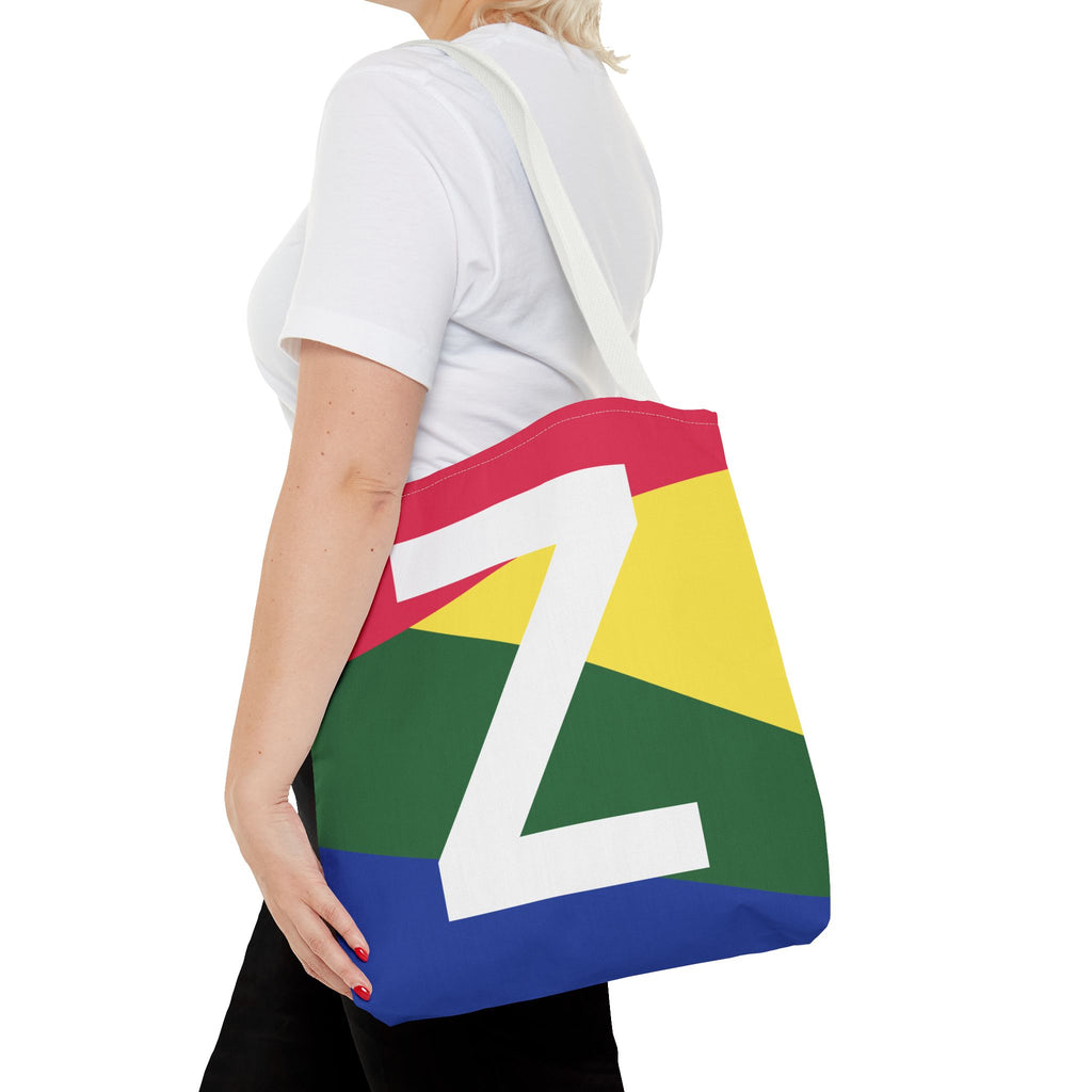 Monogram 'Z' Colorblock Tote Bag — Personalized Initial Z Shoulder Tote