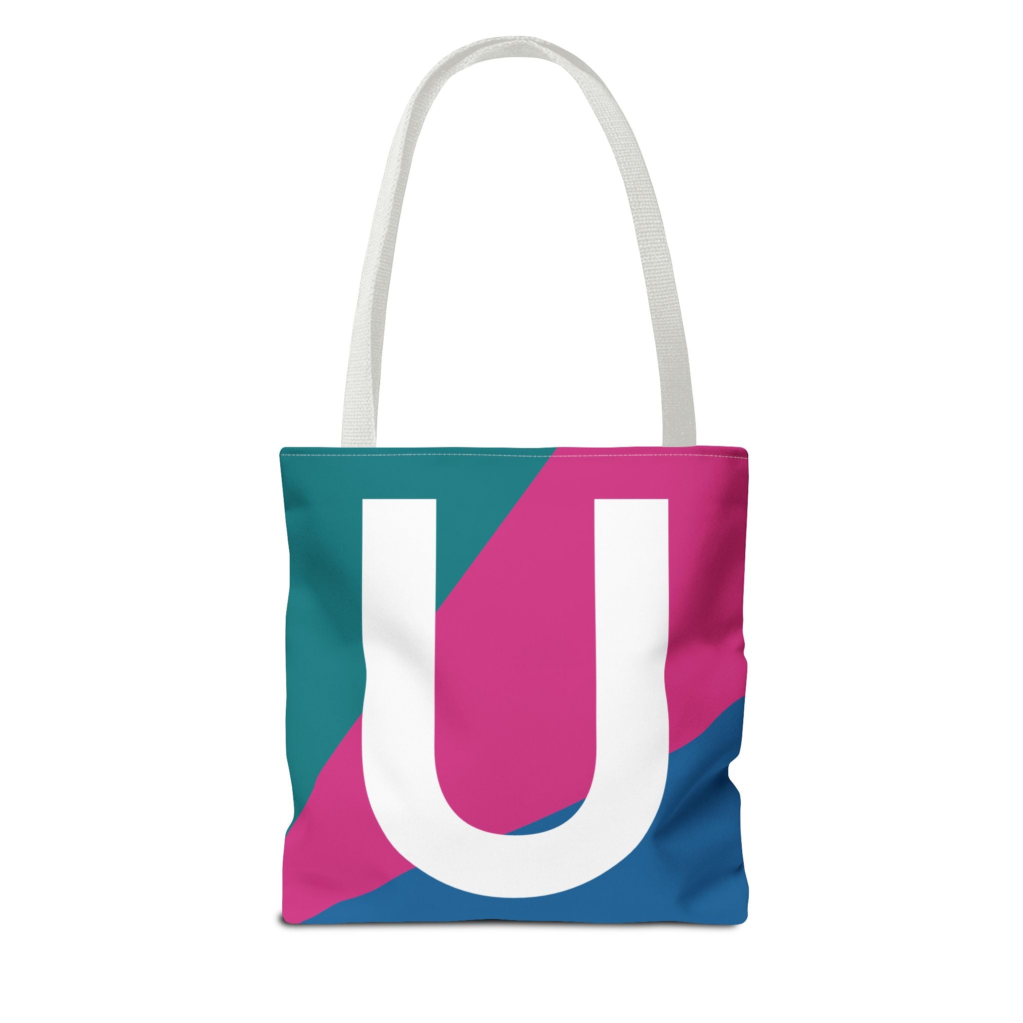 Monogram 'U' Colorblock Tote Bag — Personalized Initial U Shoulder Tote