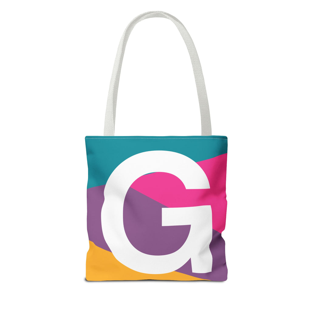 Monogram 'G' Colorblock Tote Bag — Personalized Initial G Shoulder Tote