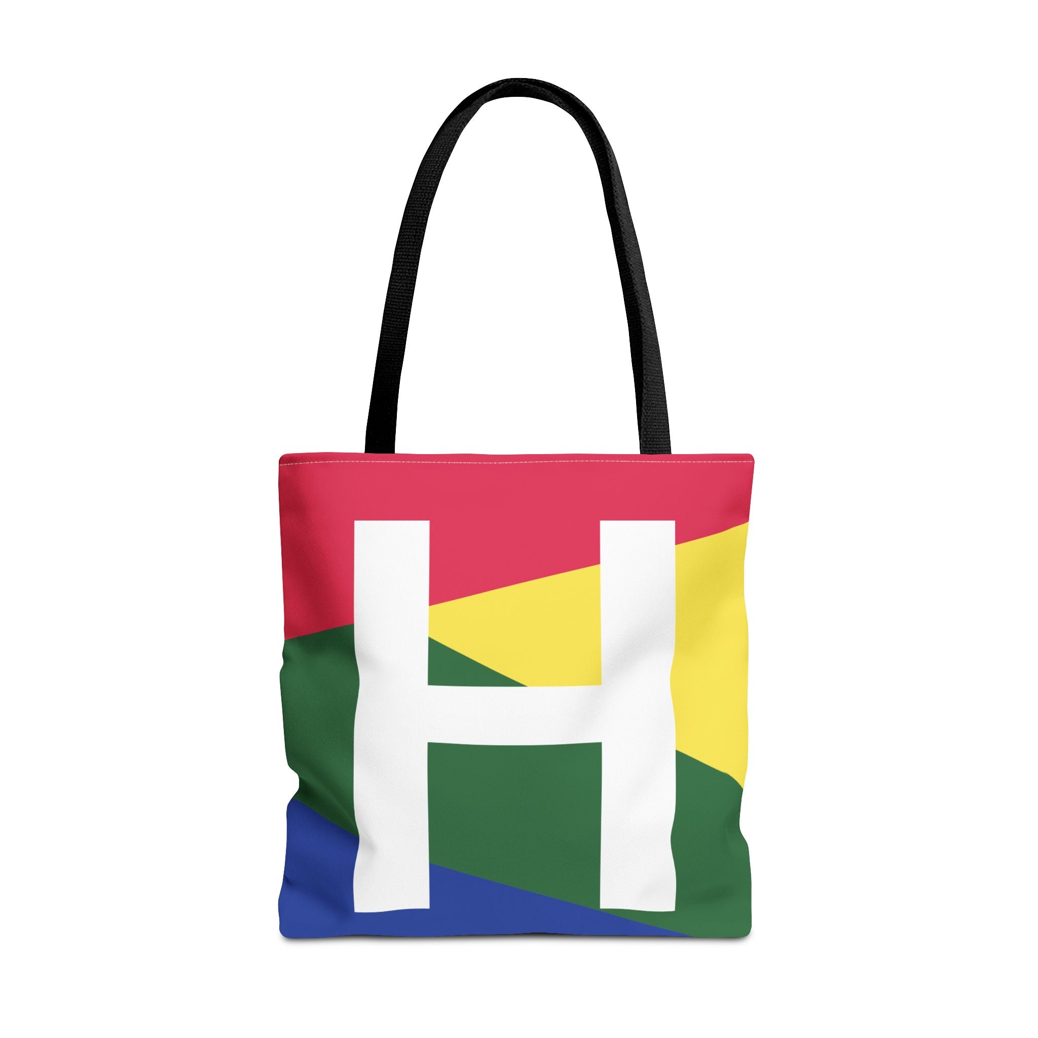 Monogram 'H' Colorblock Tote Bag — Personalized Initial H Shoulder Tote