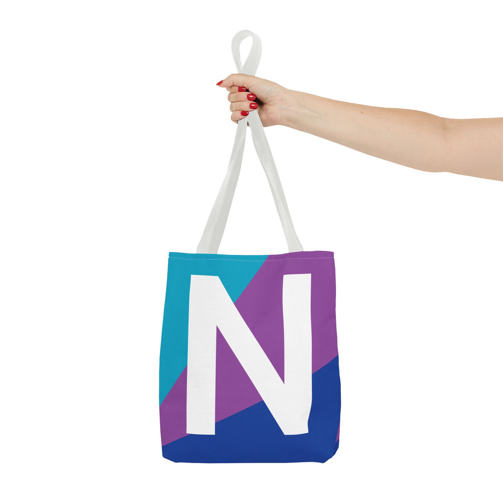 Monogram 'N' Colorblock Tote Bag — Personalized Initial N Shoulder Tote