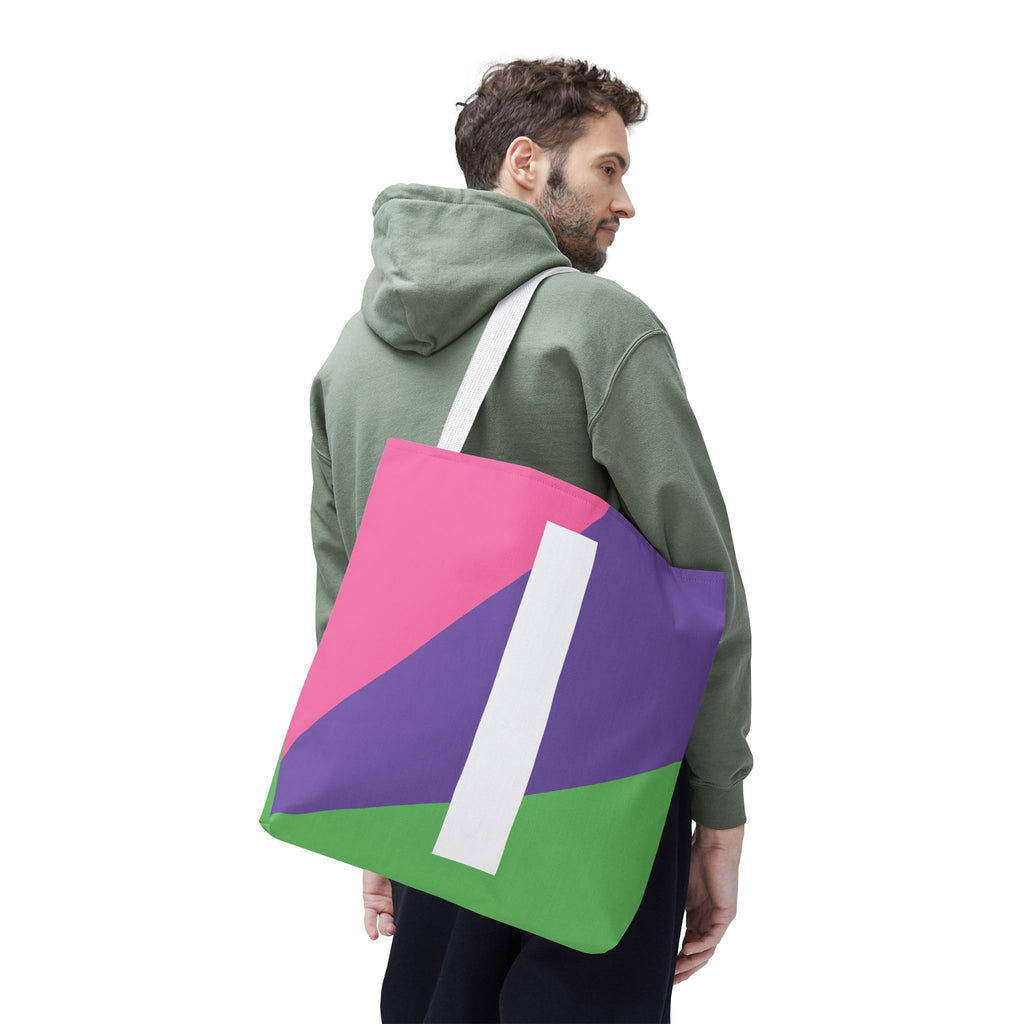 Monogram 'I' Colorblock Tote Bag — Personalized Initial I Shoulder Tote