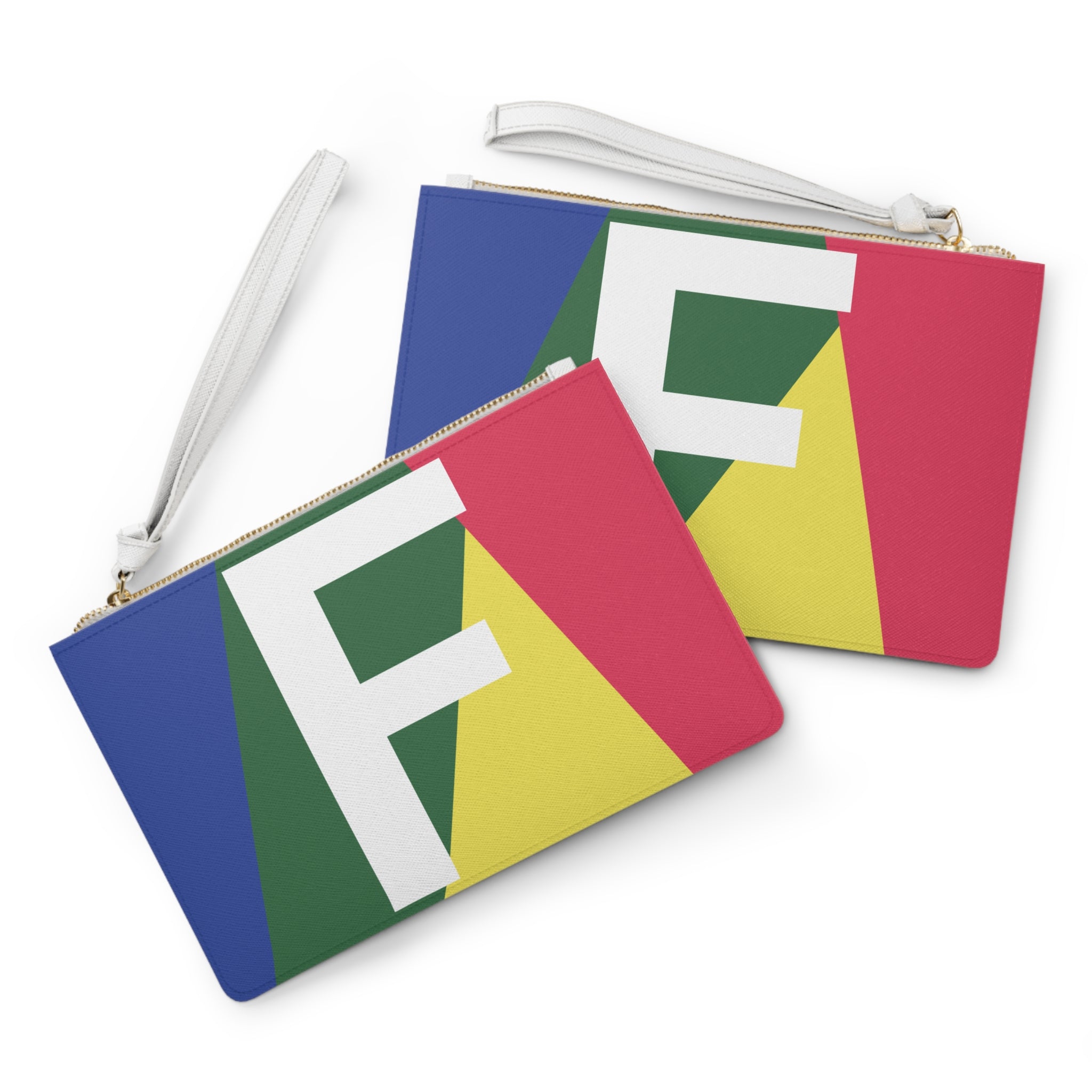 Monogram 'F' Colorblock Clutch Bag — Bold Geometric Wristlet for Everyday & Gifts