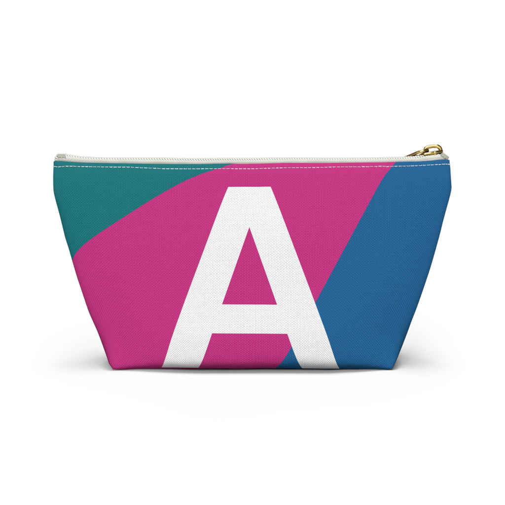 Initials Colorblock Accessory Pouch — Monogram A T-Bottom Cosmetic Bag