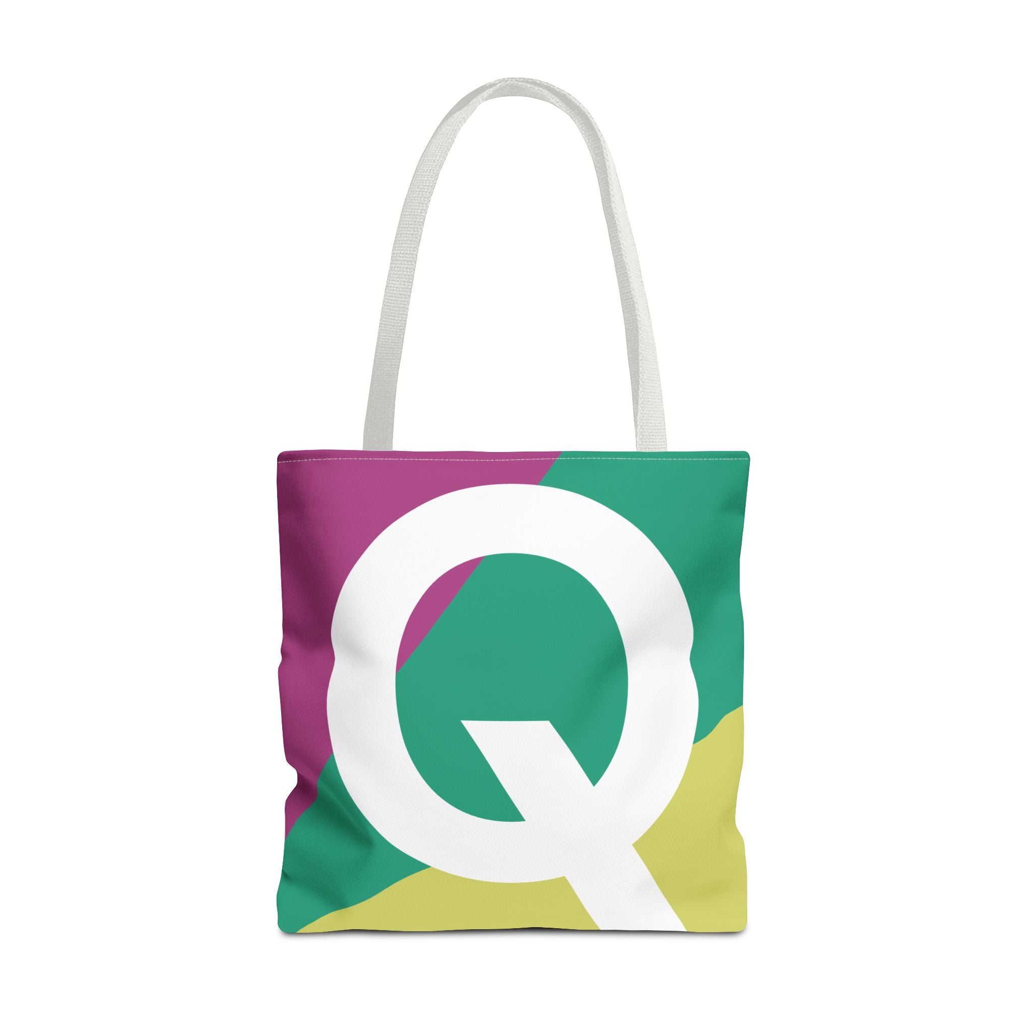 Monogram 'Q' Colorblock Tote Bag — Personalized Initial Q Shoulder Tote
