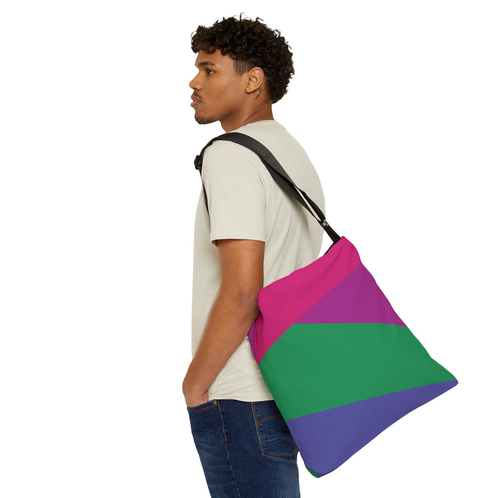 Colorblock Geometric Tote Bag — Adjustable Strap, Bright Abstract Pattern