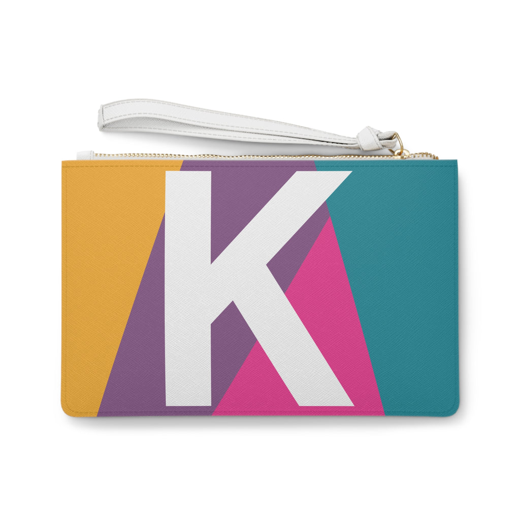 Monogram 'K' Colorblock Clutch Bag — Bold Geometric Wristlet for Everyday & Gifts