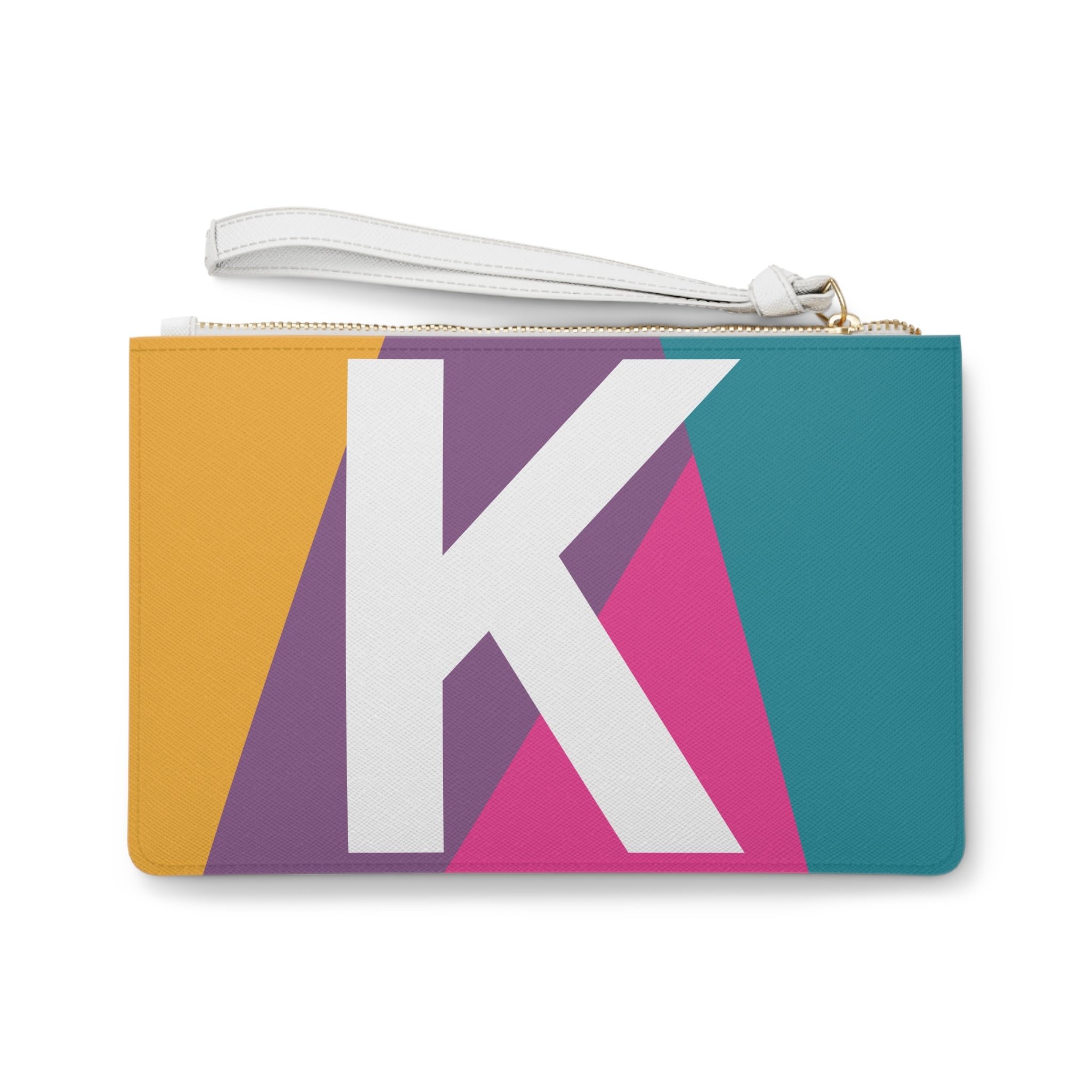 Monogram 'K' Colorblock Clutch Bag — Bold Geometric Wristlet for Everyday & Gifts