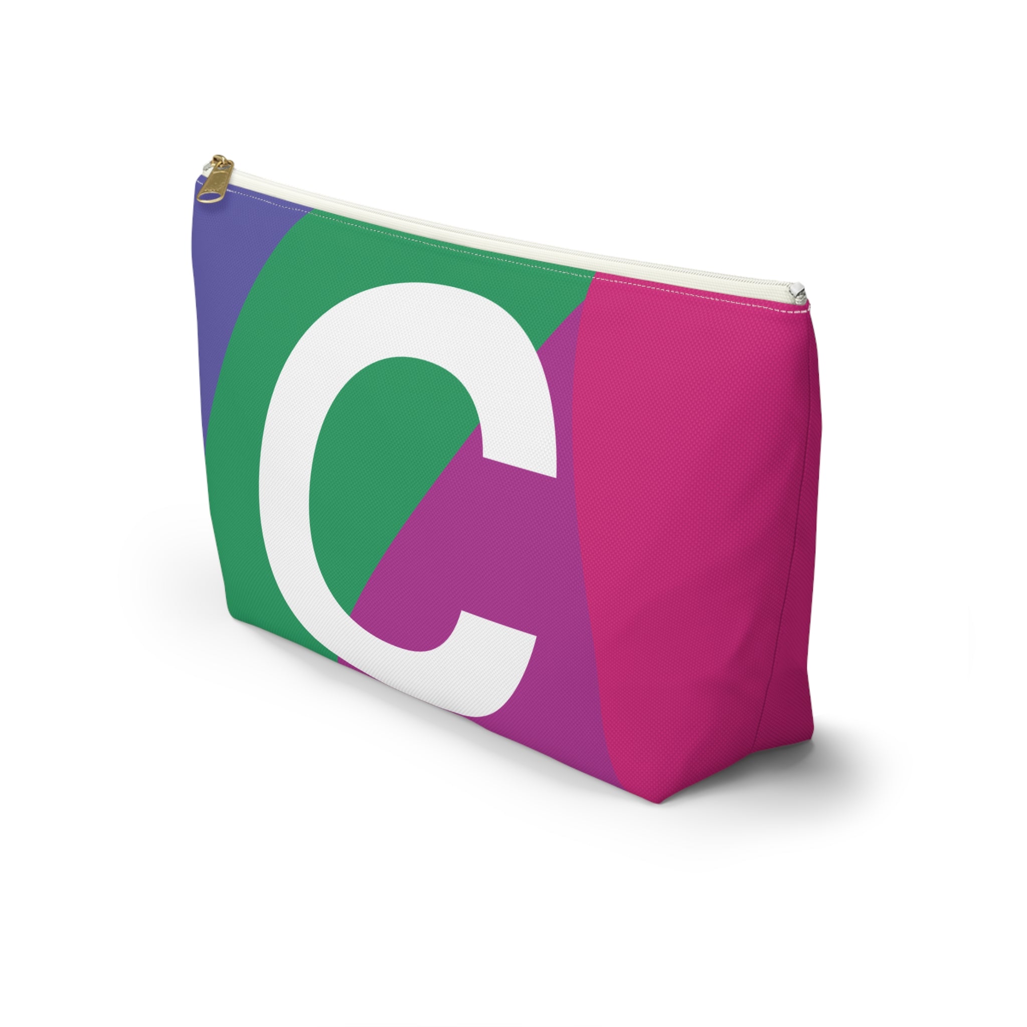 Initials Colorblock Accessory Pouch — Monogram C T-Bottom Cosmetic Bag