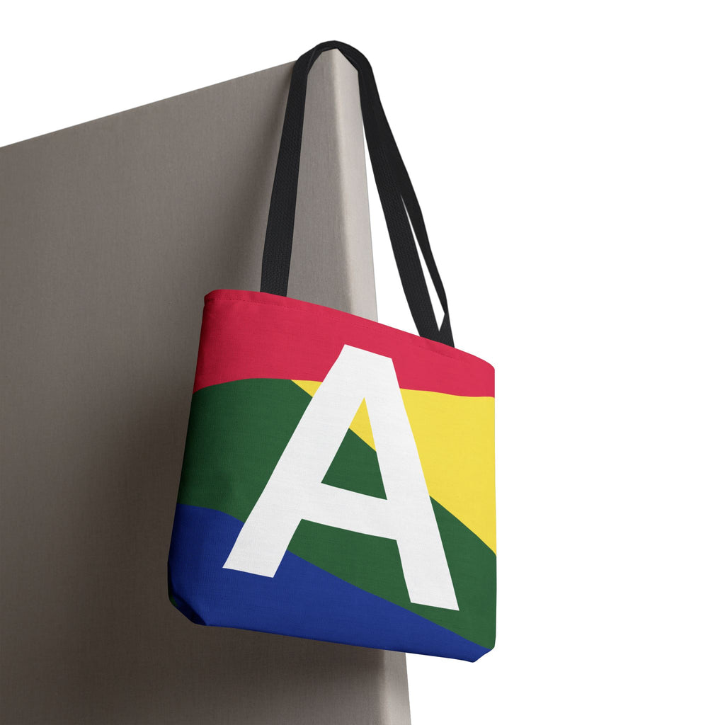 Monogram 'A' Colorblock Tote Bag — Personalized Initial A Shoulder Tote