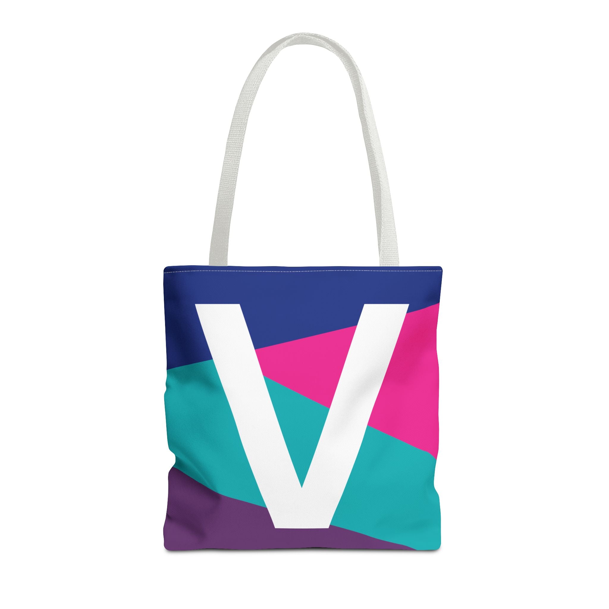 Monogram 'V' Colorblock Tote Bag — Personalized Initial V Shoulder Tote