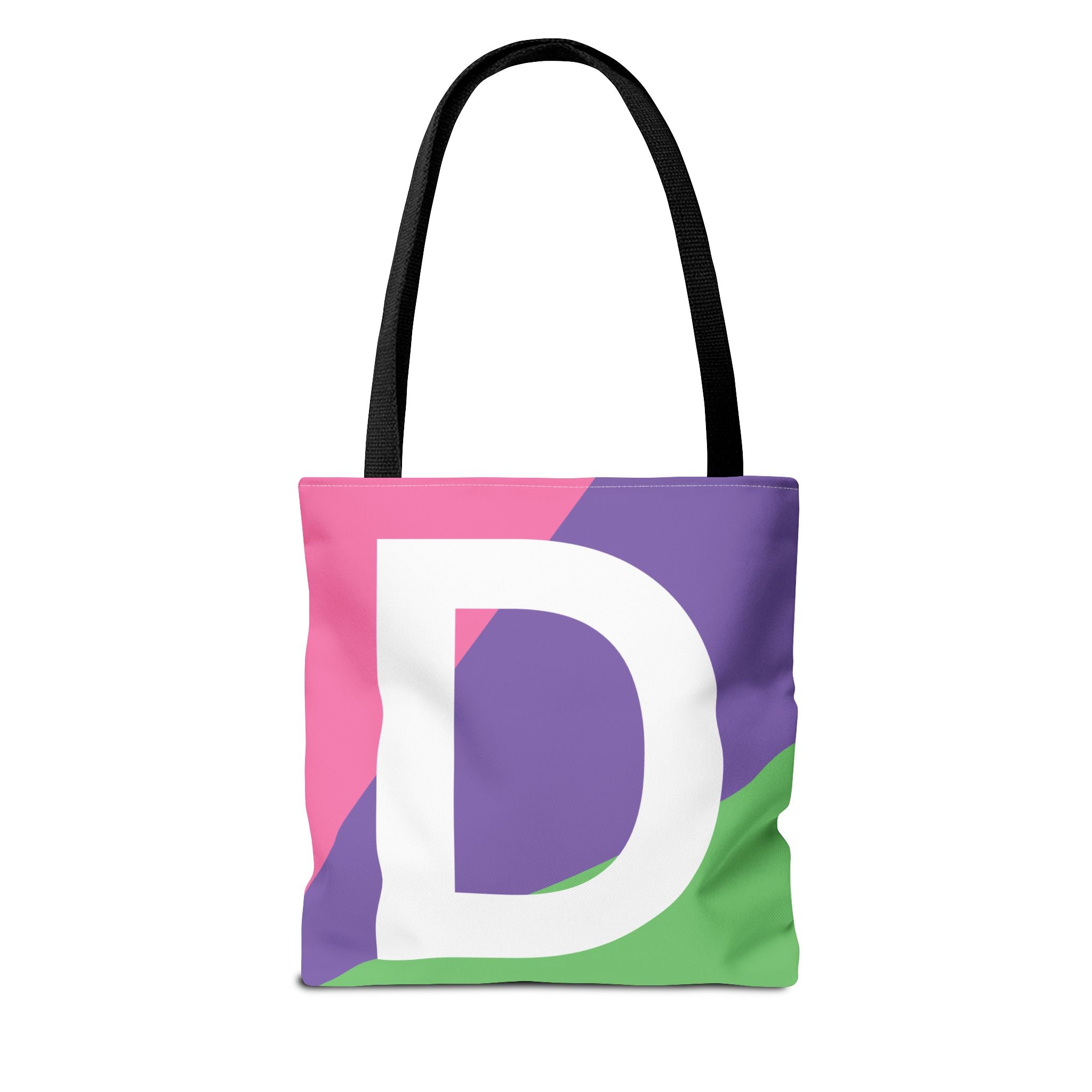 Monogram 'D' Colorblock Tote Bag — Personalized Initial D Shoulder Tote