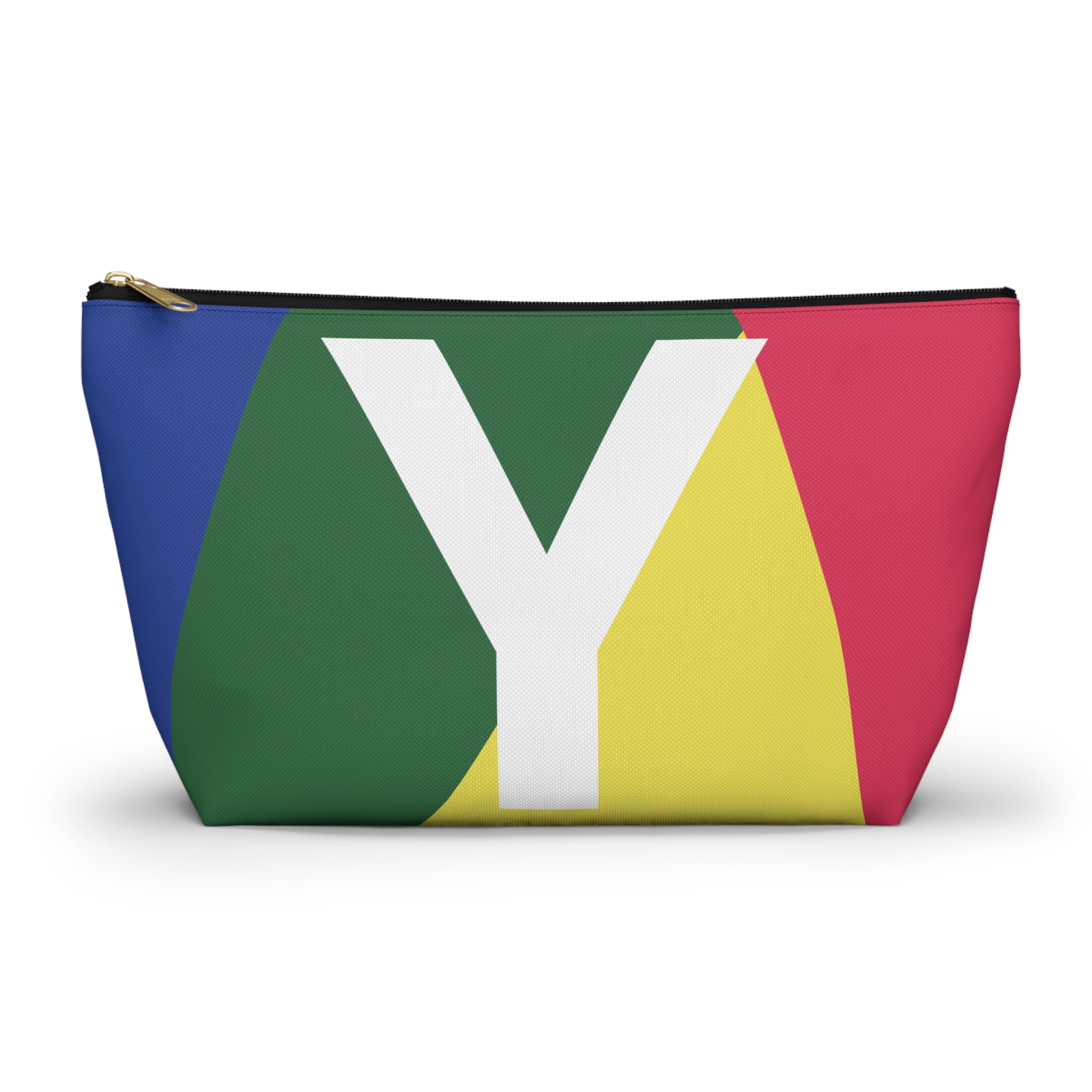 Initials Colorblock Accessory Pouch — Monogram Y T-Bottom Cosmetic Bag