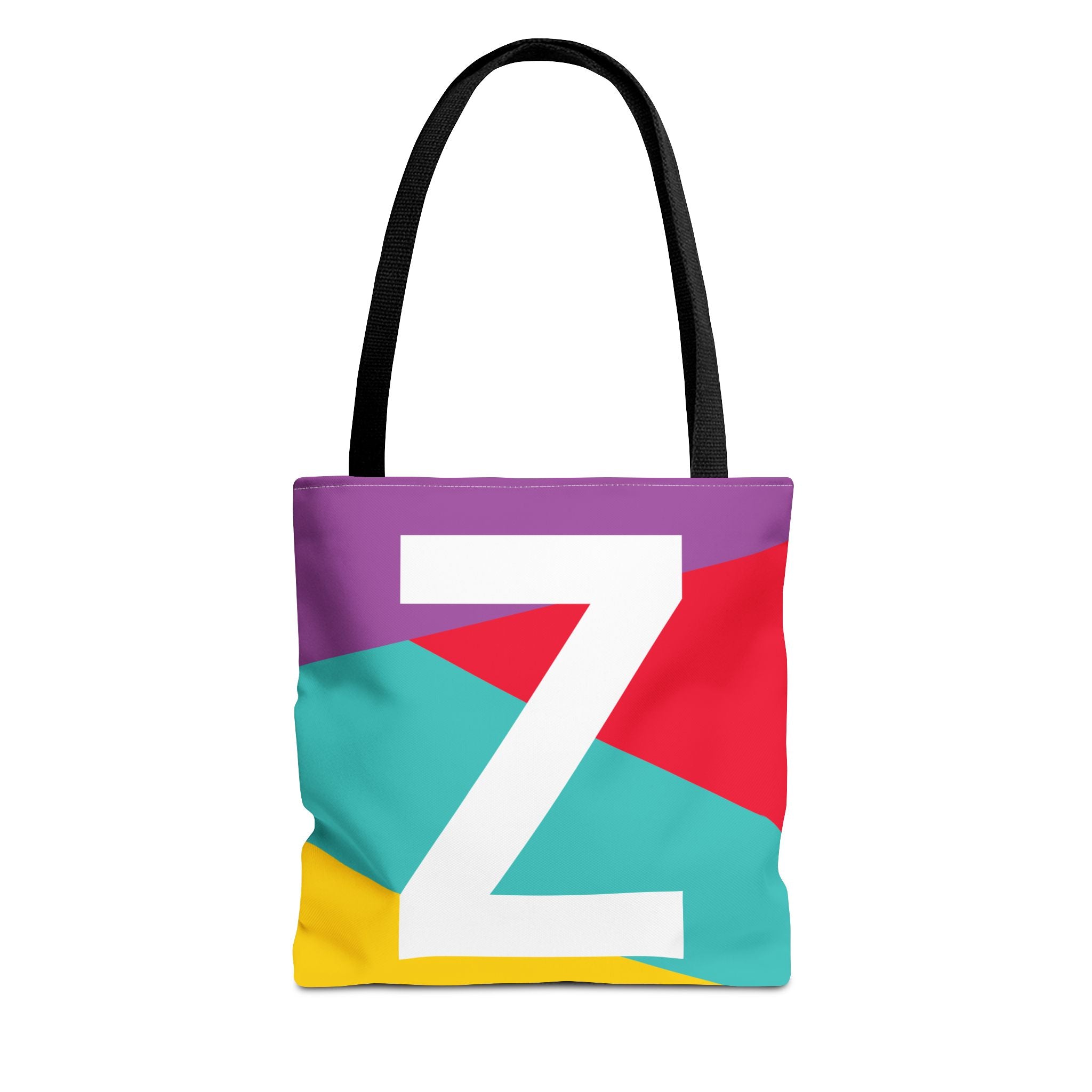 Monogram 'Z' Colorblock Tote Bag — Personalized Initial Z Shoulder Tote