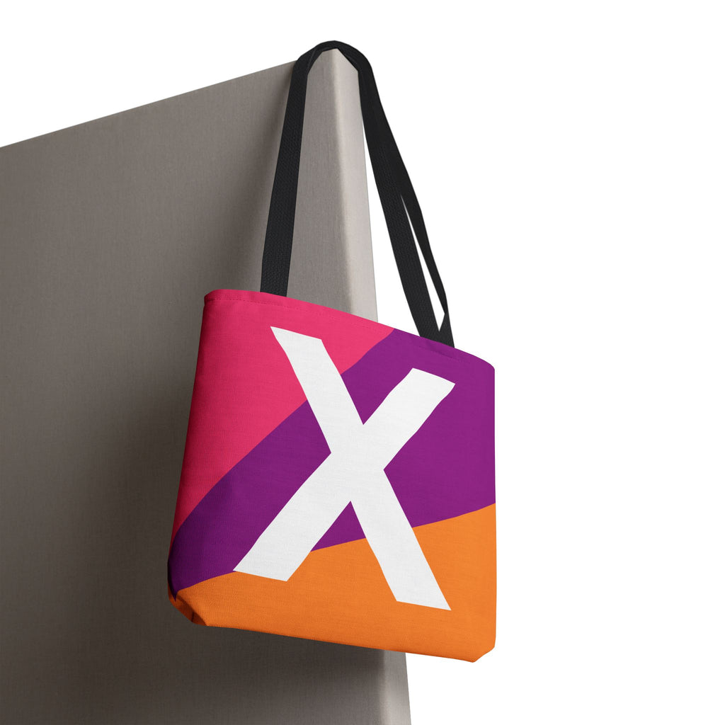 Monogram 'X' Colorblock Tote Bag — Personalized Initial X Shoulder Tote