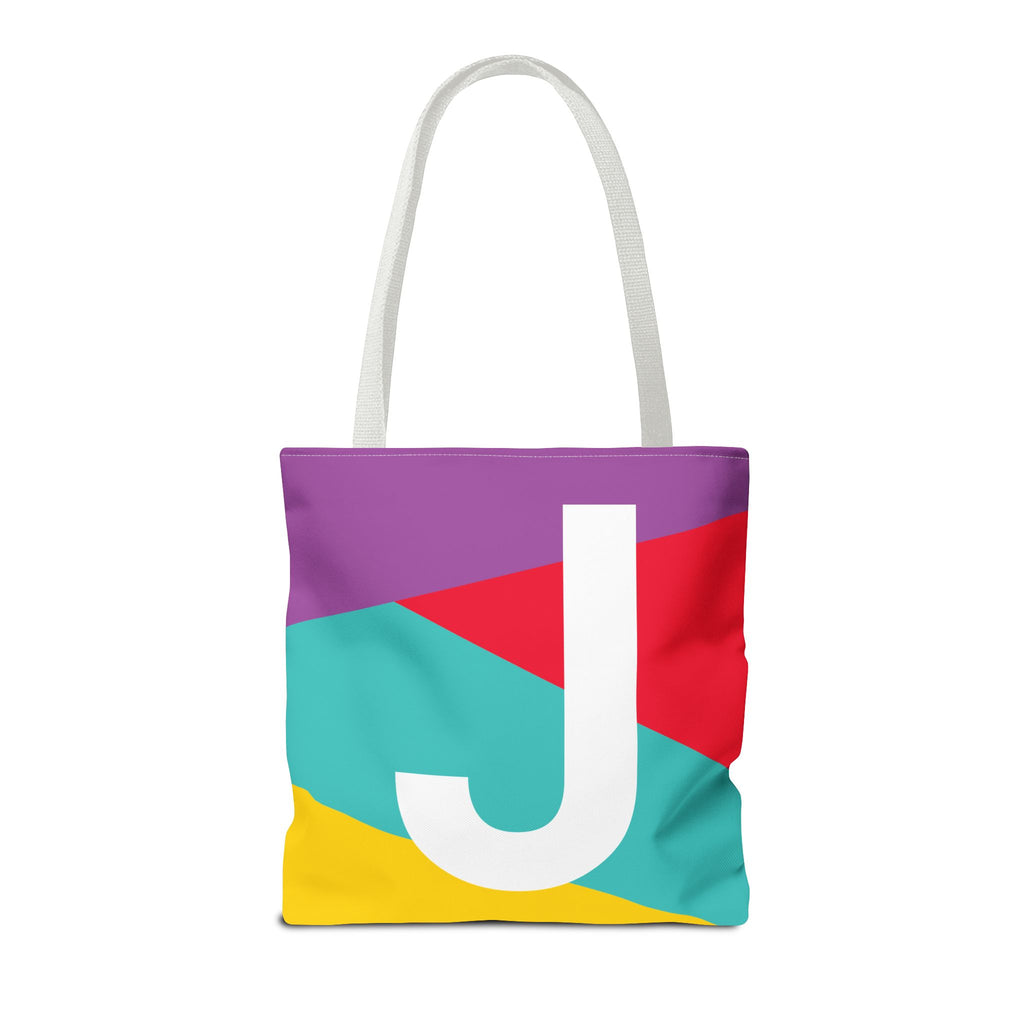 Monogram 'J' Colorblock Tote Bag — Personalized Initial J Shoulder Tote