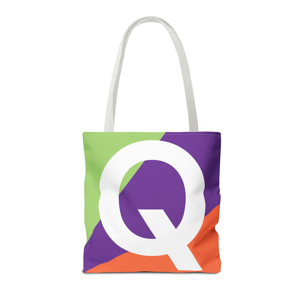 Monogram 'Q' Colorblock Tote Bag — Personalized Initial Q Shoulder Tote