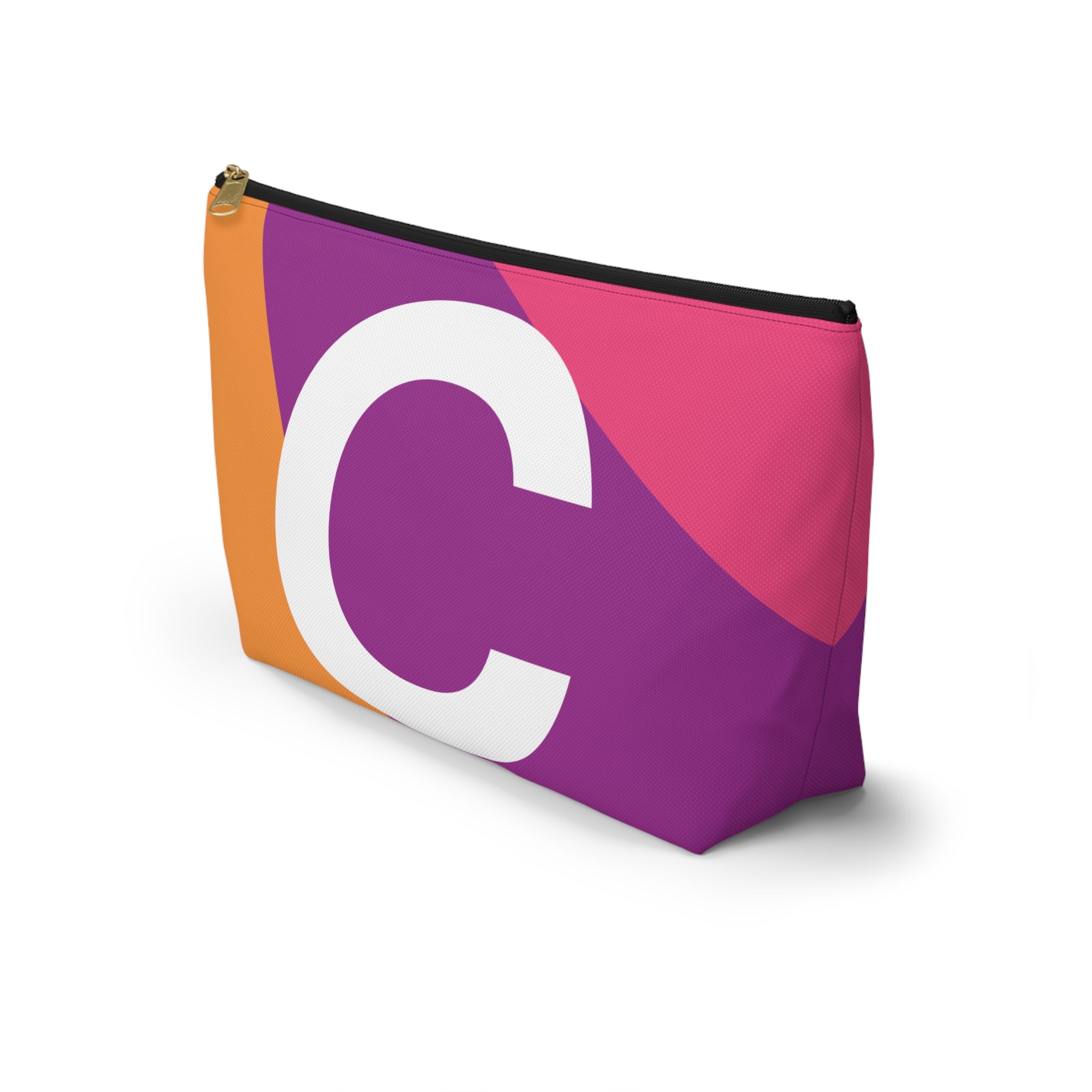 Initials Colorblock Accessory Pouch — Monogram C T-Bottom Cosmetic Bag