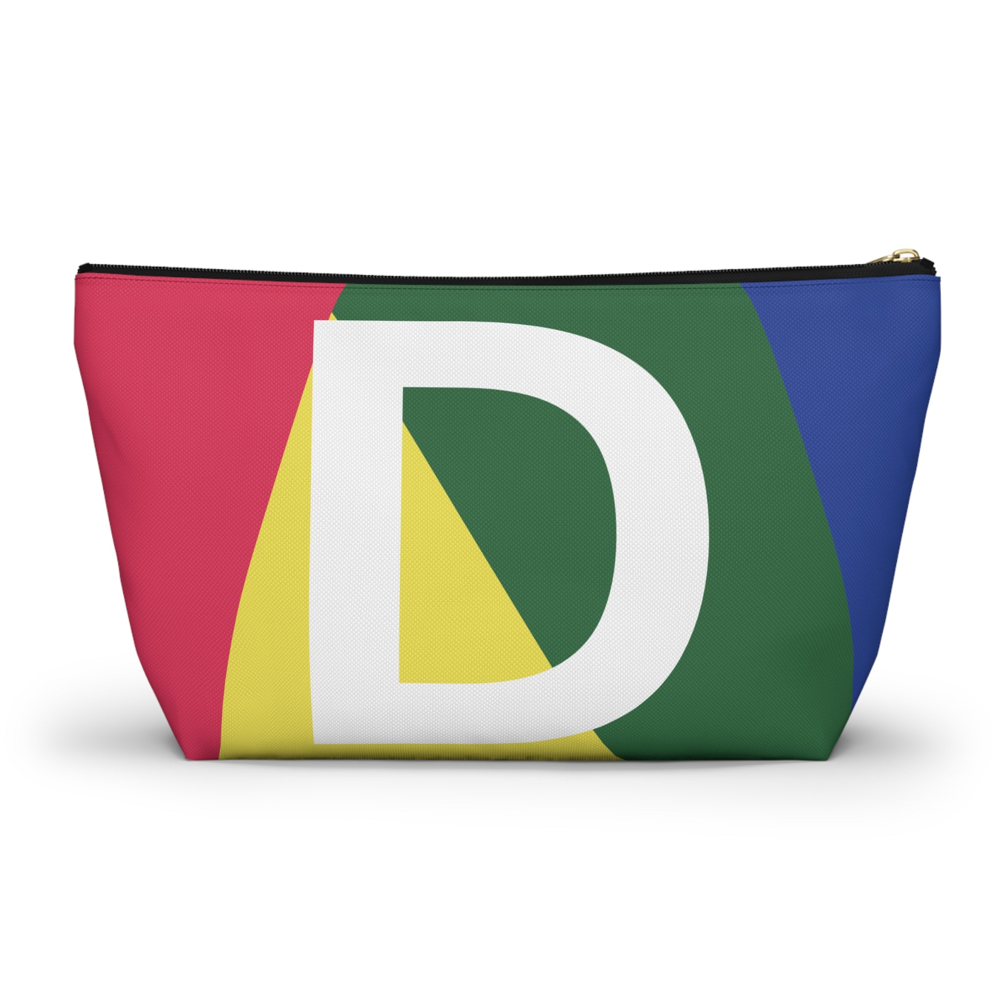 Initials Colorblock Accessory Pouch — Monogram D T-Bottom Cosmetic Bag