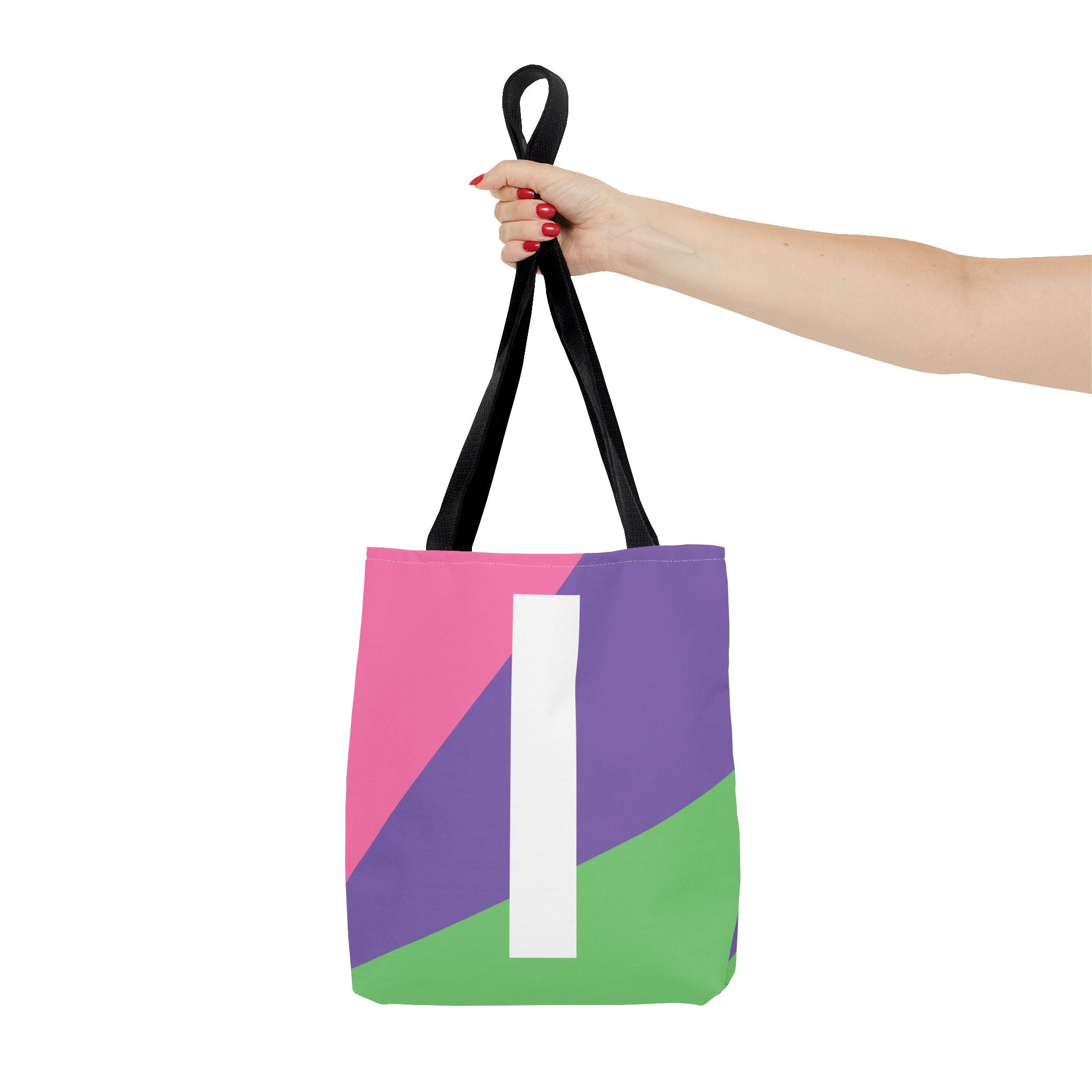 Monogram 'I' Colorblock Tote Bag — Personalized Initial I Shoulder Tote