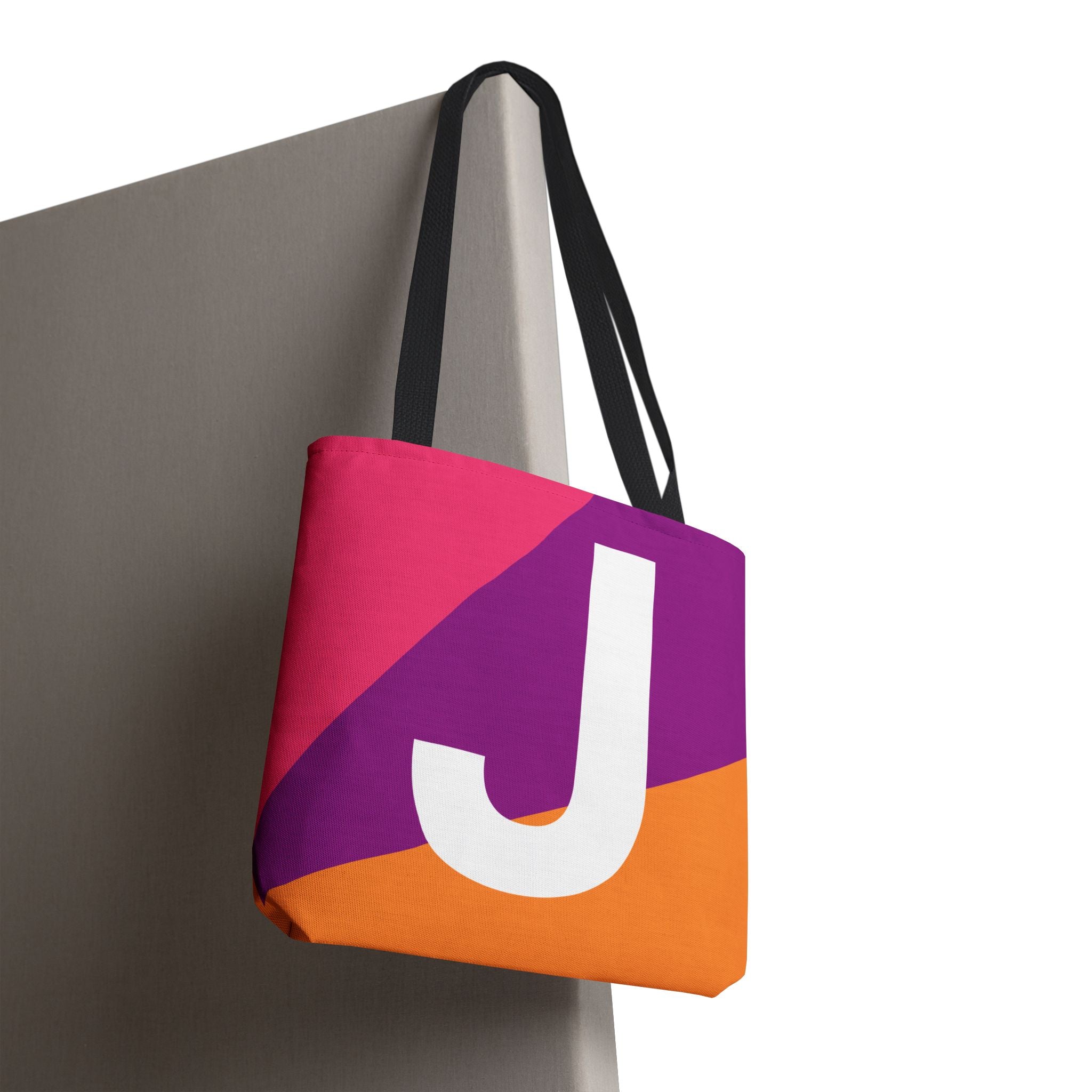 Monogram 'J' Colorblock Tote Bag — Personalized Initial J Shoulder Tote