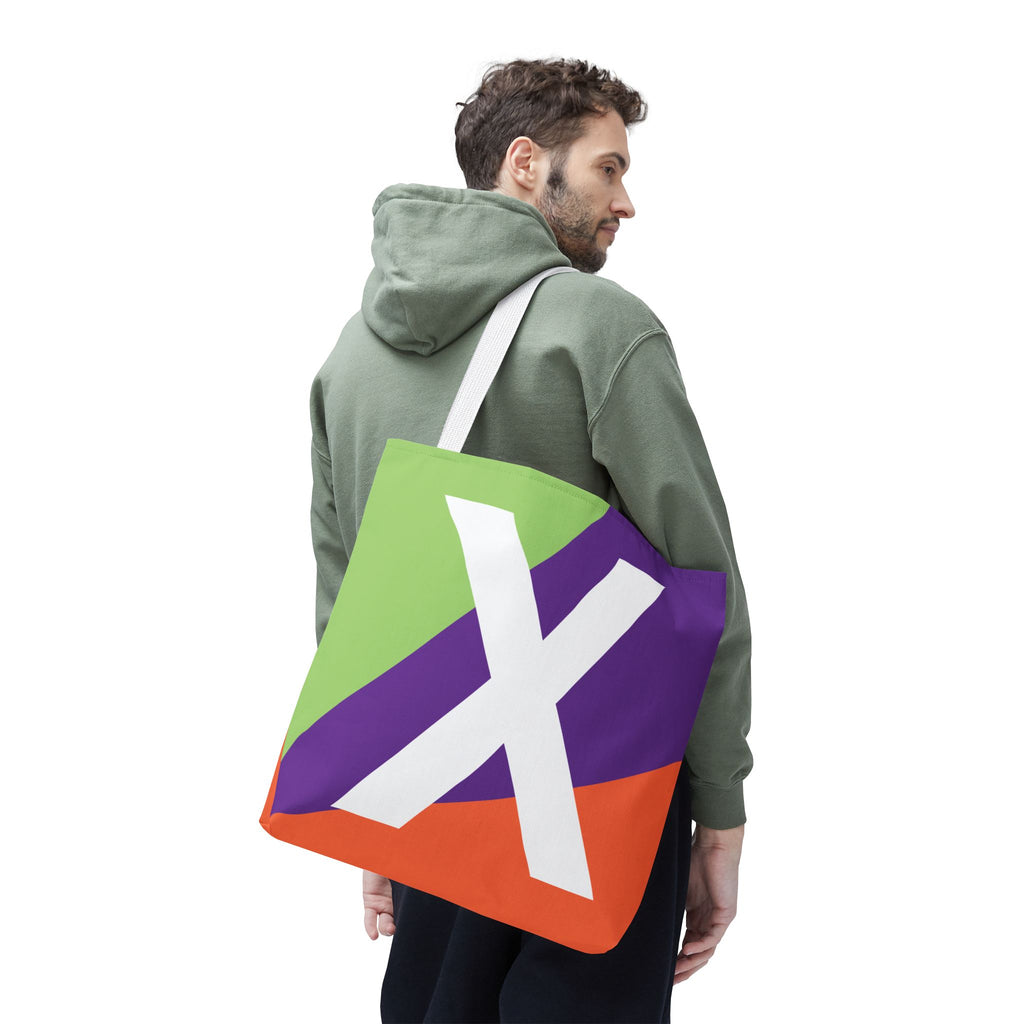 Monogram 'X' Colorblock Tote Bag — Personalized Initial X Shoulder Tote