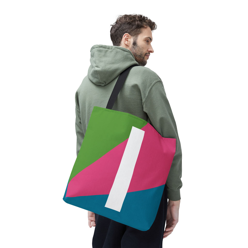 Monogram 'I' Colorblock Tote Bag — Personalized Initial I Shoulder Tote