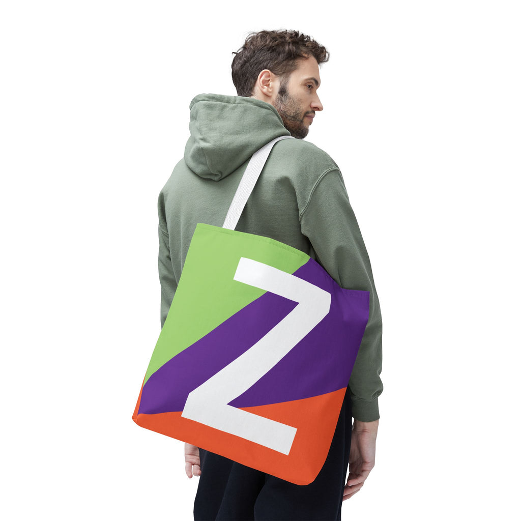 Monogram 'Z' Colorblock Tote Bag — Personalized Initial Z Shoulder Tote