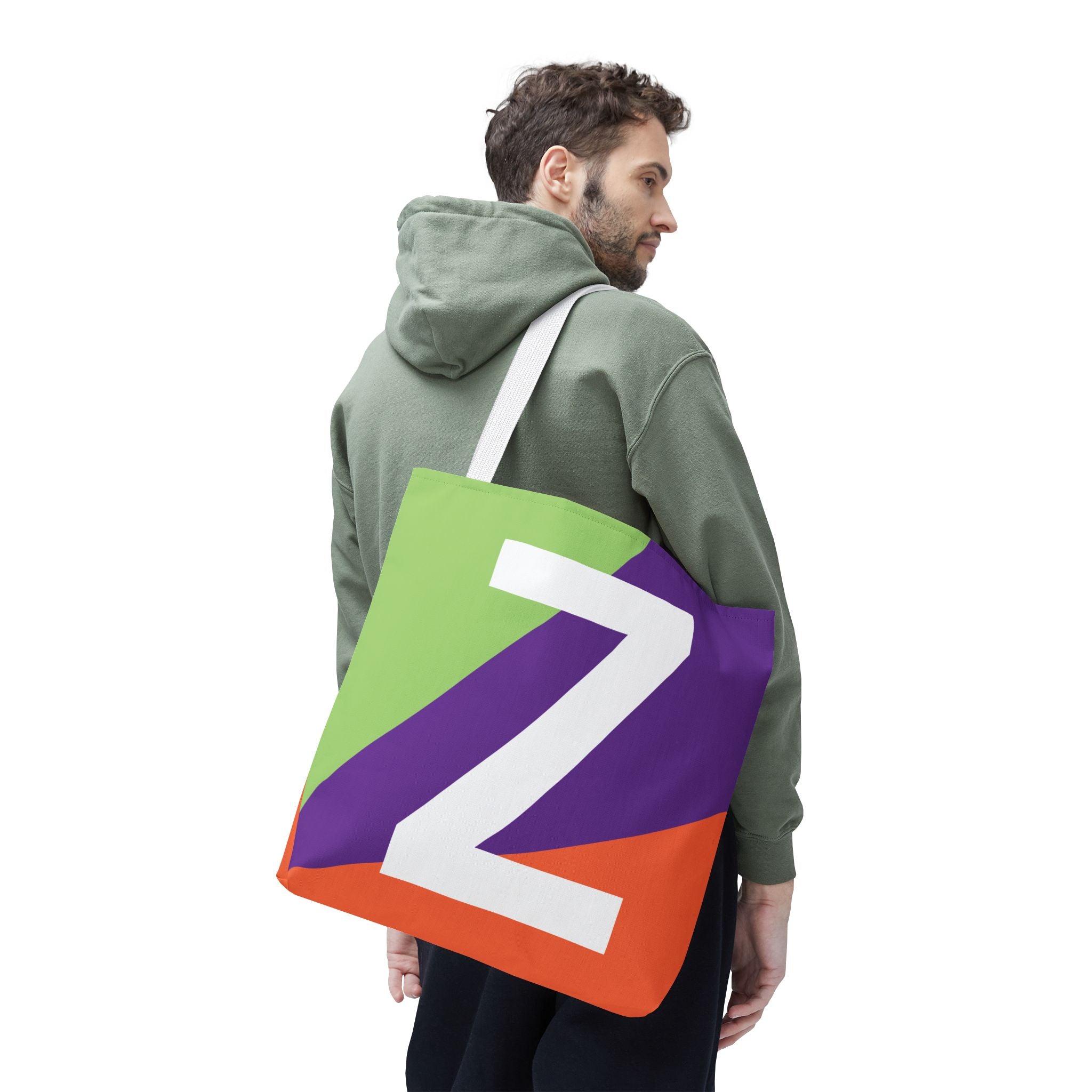 Monogram 'Z' Colorblock Tote Bag — Personalized Initial Z Shoulder Tote