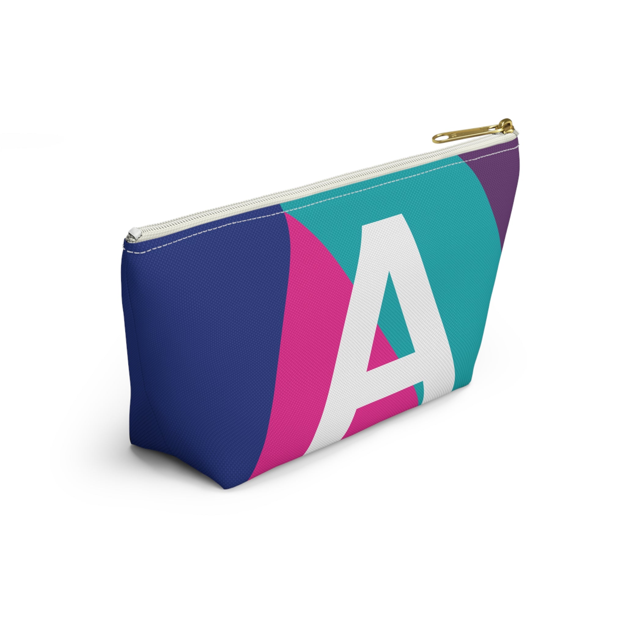 Initials Colorblock Accessory Pouch — Monogram A T-Bottom Cosmetic Bag