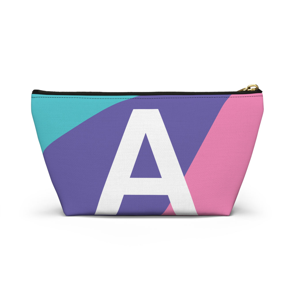 Initials Colorblock Accessory Pouch — Monogram A T-Bottom Cosmetic Bag