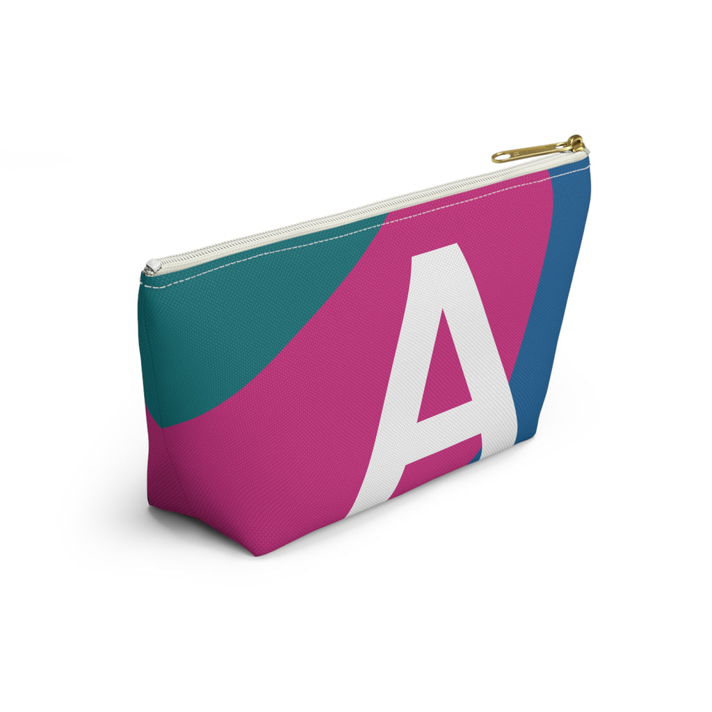 Initials Colorblock Accessory Pouch — Monogram A T-Bottom Cosmetic Bag
