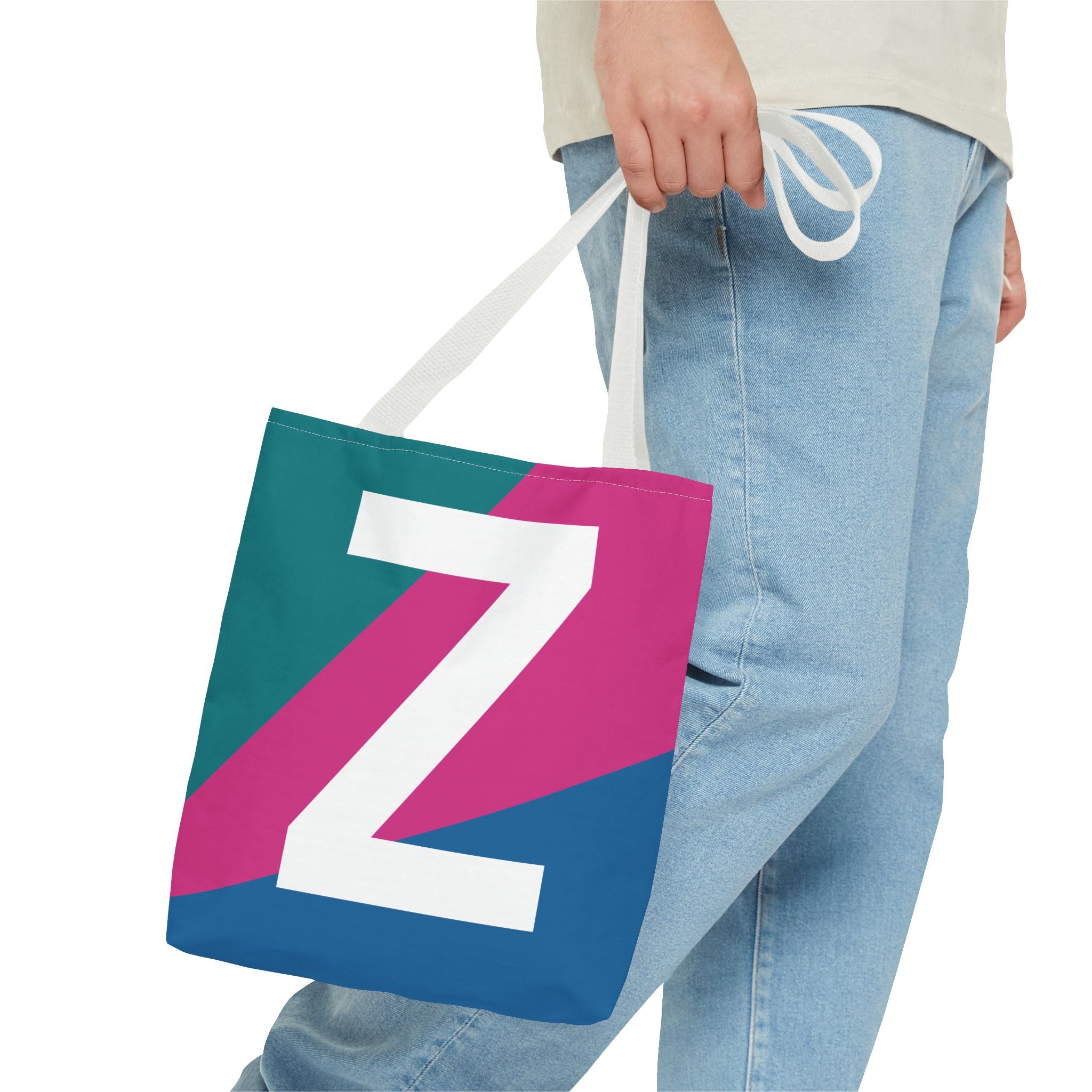 Monogram 'Z' Colorblock Tote Bag — Personalized Initial Z Shoulder Tote