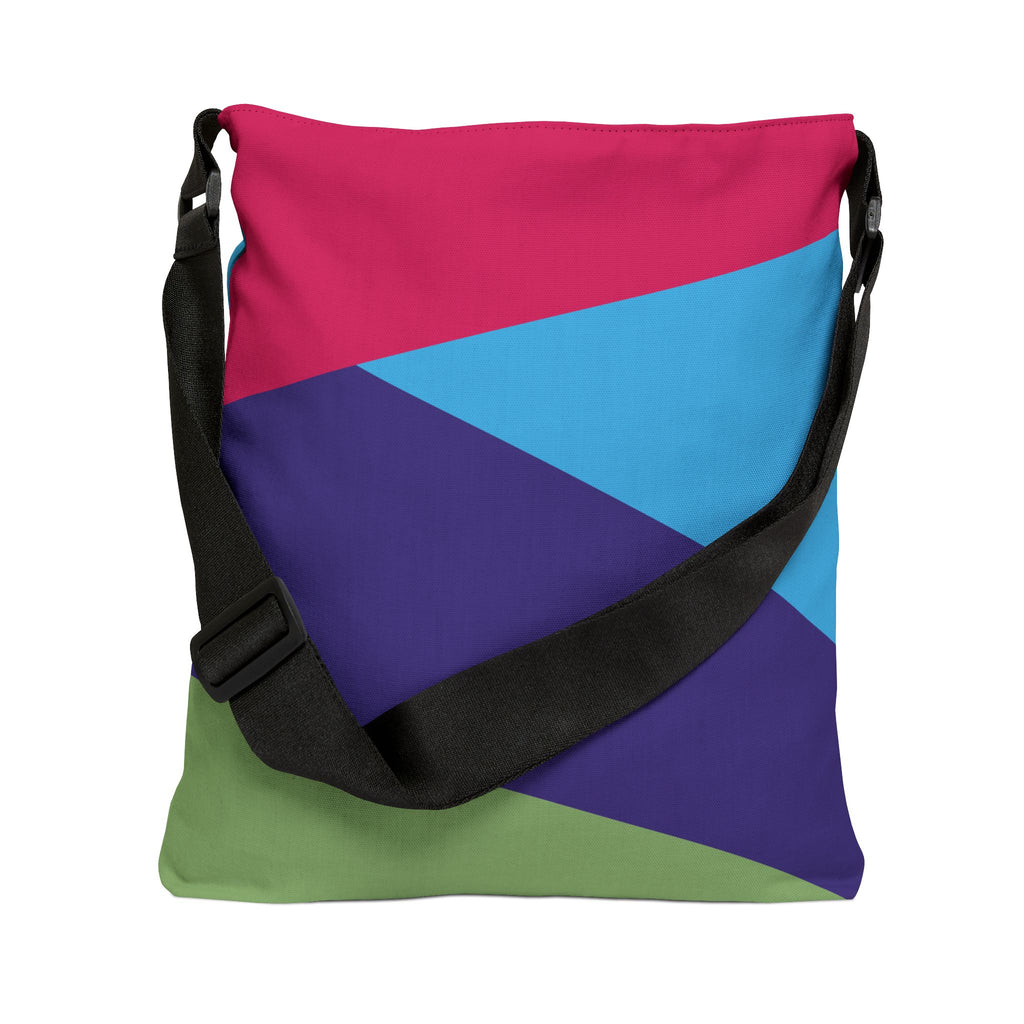 Colorblock Geometric Tote Bag — Adjustable Strap, Bright Abstract Pattern