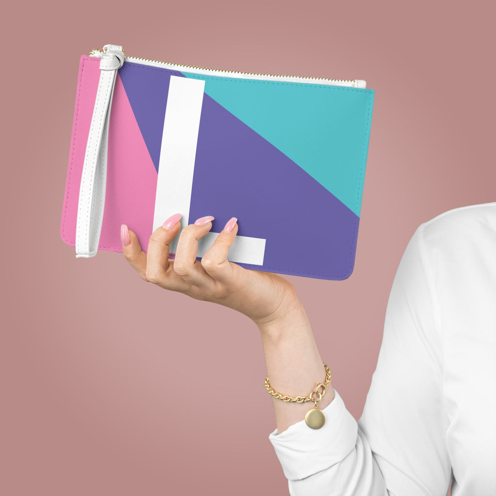 Monogram 'L' Colorblock Clutch Bag — Bold Geometric Wristlet for Everyday & Gifts