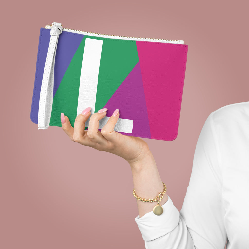 Monogram 'L' Colorblock Clutch Bag — Bold Geometric Wristlet for Everyday & Gifts