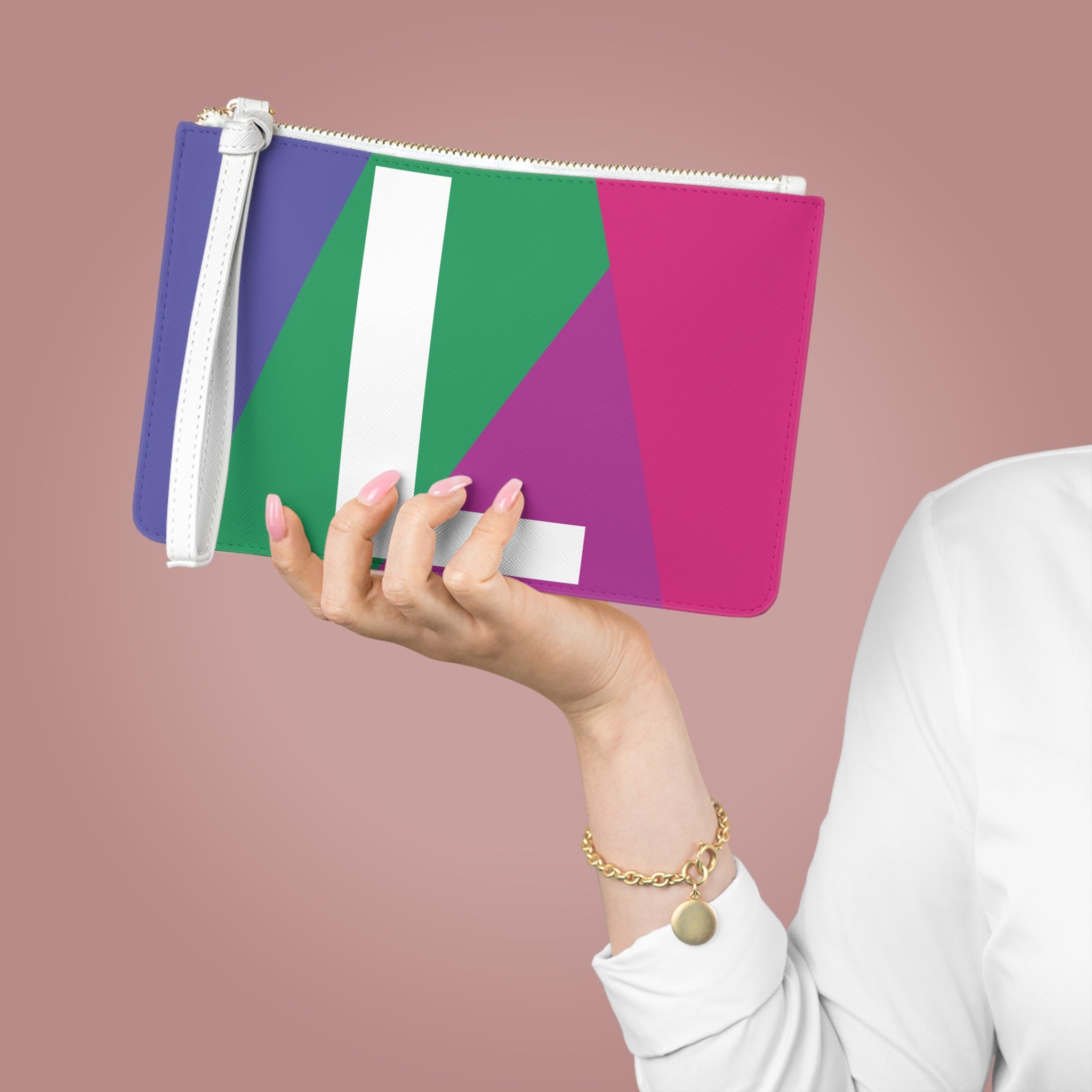 Monogram 'L' Colorblock Clutch Bag — Bold Geometric Wristlet for Everyday & Gifts